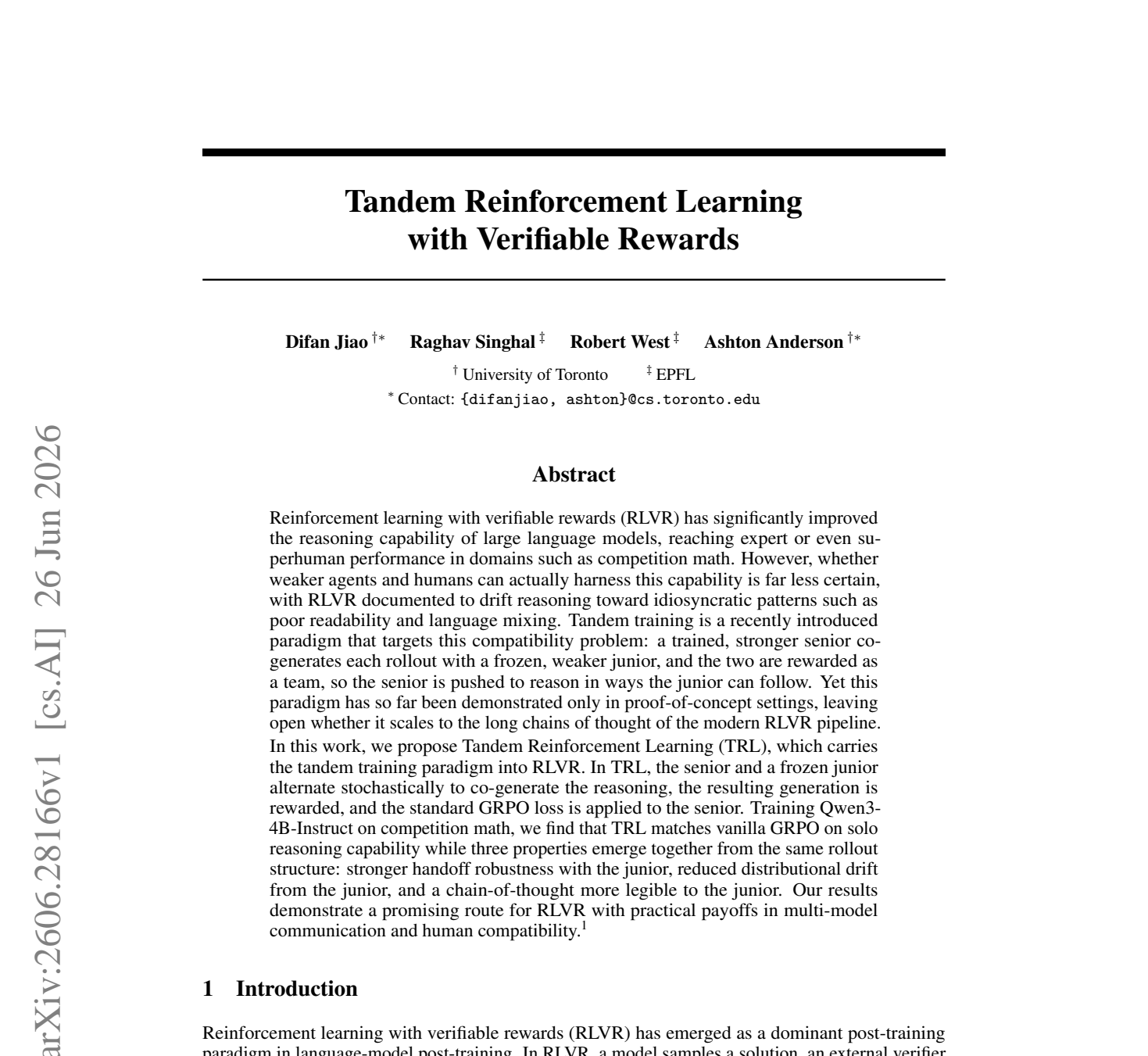 Tandem Reinforcement Learning paper thumbnail